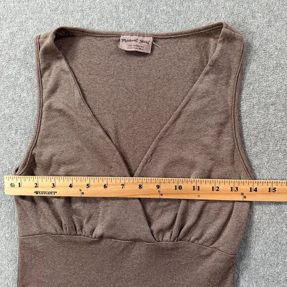 Michael Stars Brown Metallic Crossover Over Tank Top Y2K One Size Fits Most - Picture 3 of 6